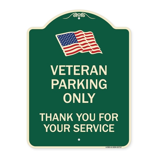 Signmission Veteran Parking Thank You for Your Service Heavy-Gauge Aluminum Sign, 24" x 18", G-1824-22737 A-DES-G-1824-22737 - main